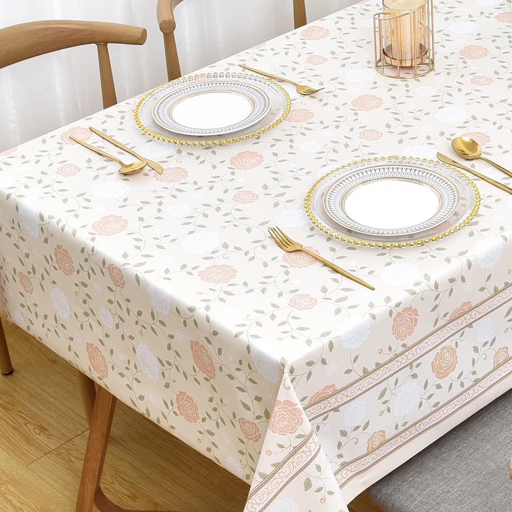 Plenmor PVC Tischdecke Rechteckig für Küche Esstisch Kunststoff Wischtuchreinigung Tischdecke für Indoor Outdoor