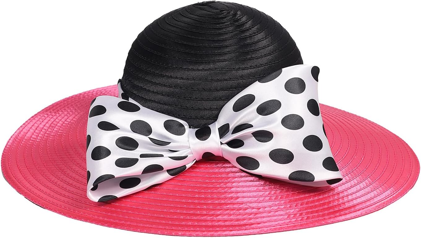F FADVES Women's Dress Hats Wide Brimmed Hat Big Bowknot Church Hats for Women Fedora Fashionable Beach Bowler Cap - Image 5