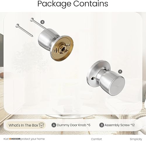 Vista 58 de HOSOM Pomo de puerta con cerradura y llave, perilla de puerta de entrada con llave, cerradura de puerta exterior e interior para puerta delantera