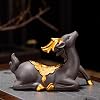 Handcrafted Purple Clay Tea Pet, Small Deer Tea Pets Ornaments, Chinese Kung Fu Tea Accessories, 4.7 * 1.77 * 3.35 Inch,A [Energy Class A]