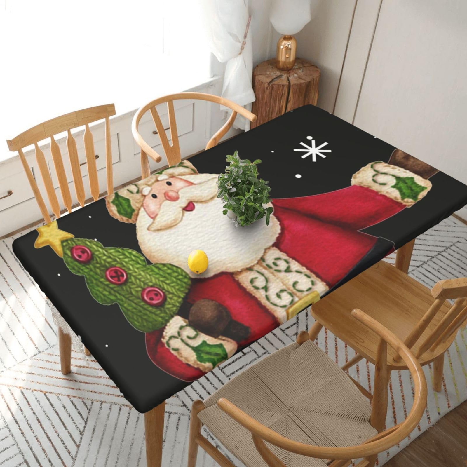 BNVSADC Merry Christmas Printed 5FT Tablecloth Polyester Kitchen Water Resistant Table Cloth Dining Table Decoration Table Covers, 152x76 CM