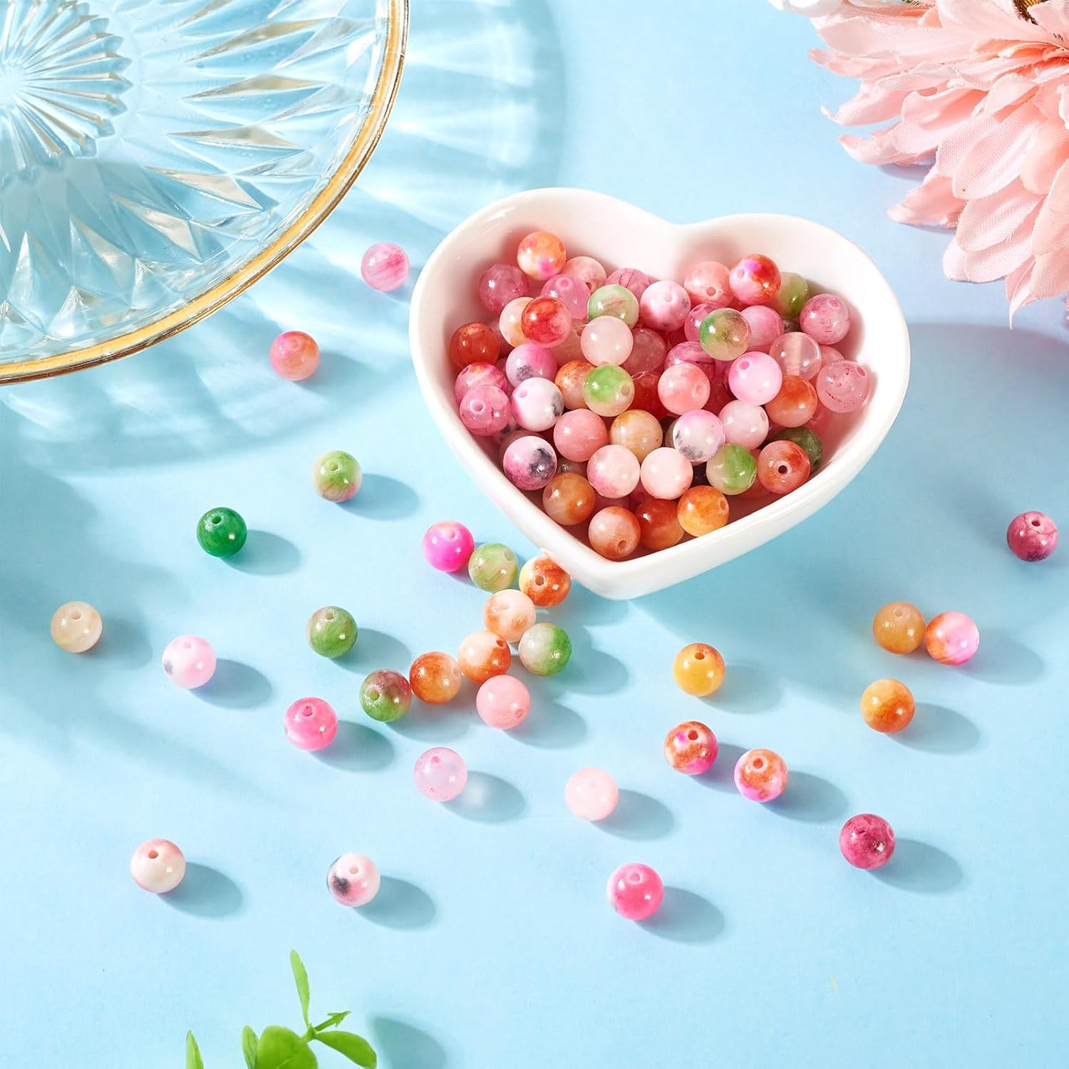 120Pcs 8mm Round Pink Gemstone Beads Cute Natural Jade Crystal Energy Healing Stone Spacer Beads for Women Crafts DIY Beaded Bracelet Jewelry Making Supplies - Image 6