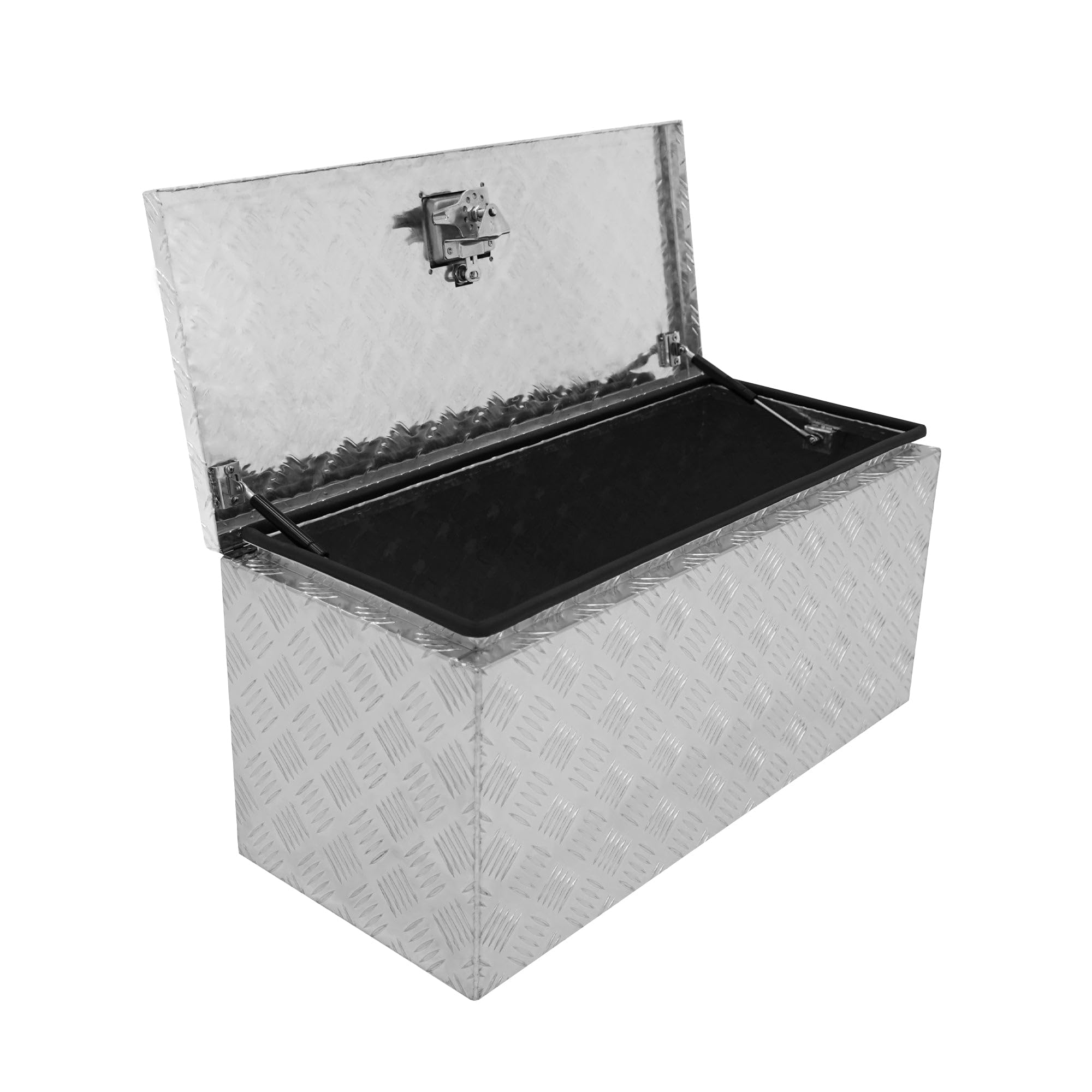 Caisse à Outils de Transport en Aluminium 102L, Damier Métal Résistant, Fond & joints doublés renforcés en caoutchouc, Malle Coffre Solide pour Camion Van, 810 x 370 x 350mm [Verrou & 2 clés INCLUS]