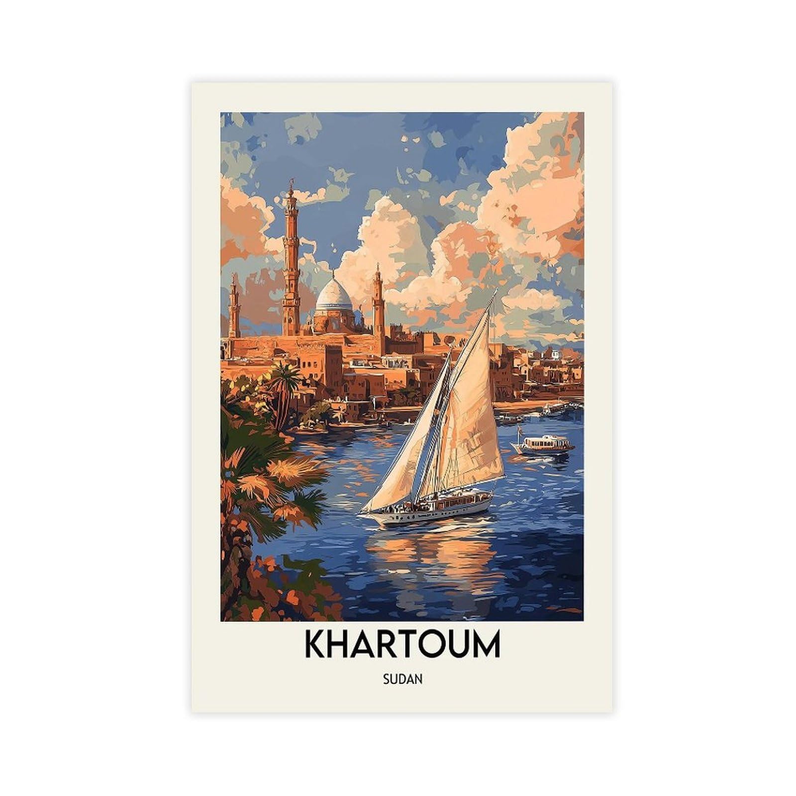 QZFNCOYU Khartoum Poster Retro Canvas Poster Bedroom Decor Landscape Office Room Decor Gift 12x18inch(30x45cm)
