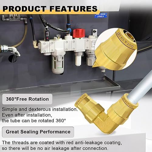 Vista 12 de Siptenk 1/2 DOT Air Line Fittings 5PCS, unión recta de latón 1/2 "OD Air Brake Line Fittings Quick Push to Connect Fittings for Truck Trailers Tubo