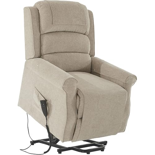 ASIMIL Electric Power Lift Recliner Chair for Elderly Dual Motor Power Recliner Chair Sleeper Recliner Sofa with SlipCover Automatic Recliner Chair for Living Room Beige Brown