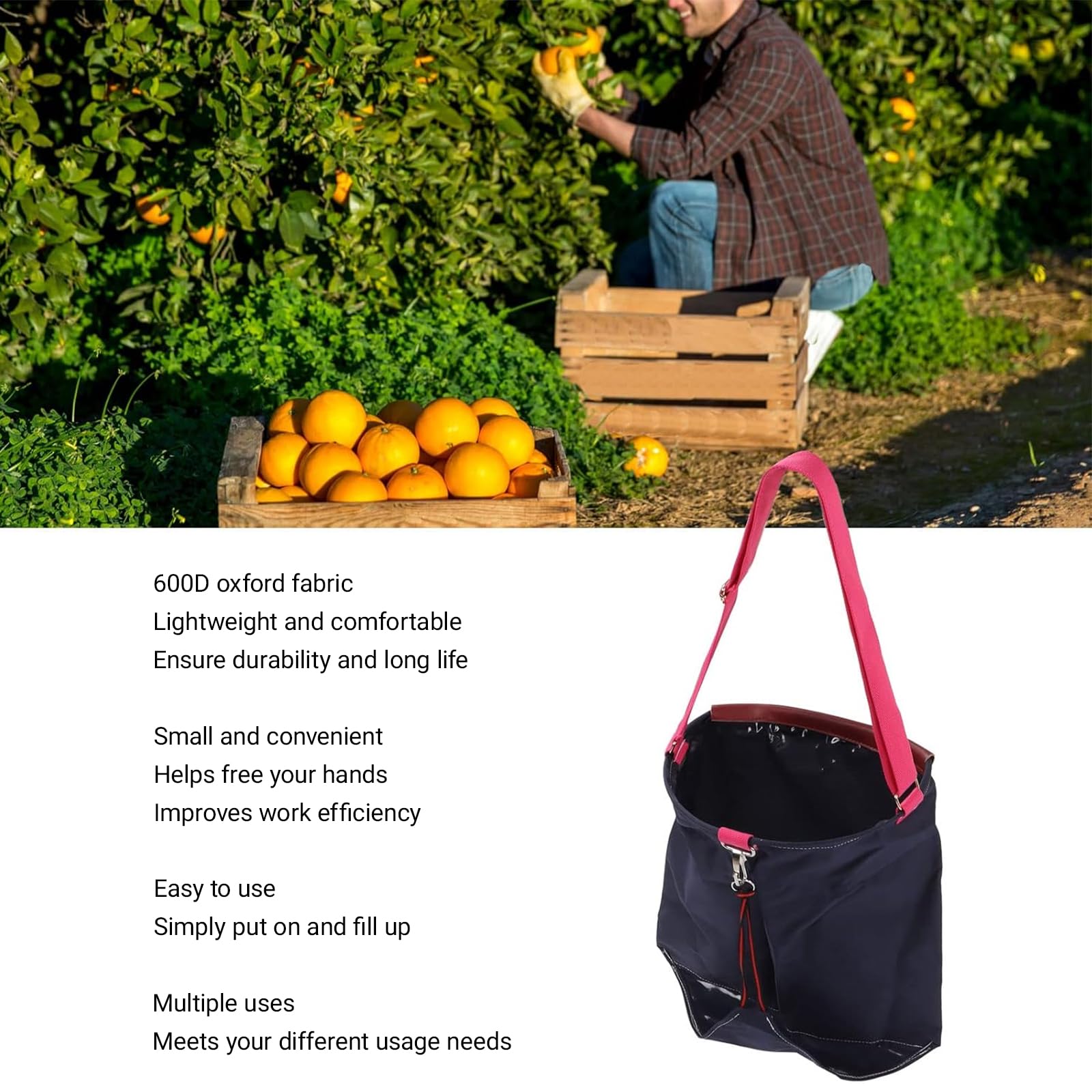 1 Pièce Sac de cueillette de Fruits,Tablier de cueillette de légumes,Sa c de cuei llette de Jardin,Sac de cueillette Lavable pour Le verger,La Ferme et Le Jardin（Oxford Tissu）