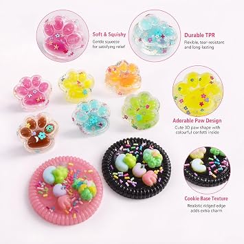 8PCS Taba Squishy, Taba Squishy Kit,Mixed Paw and Cookie Shaped Ornaments with Letter Details for Display Collectors and Interior Styling Enthusiasts
