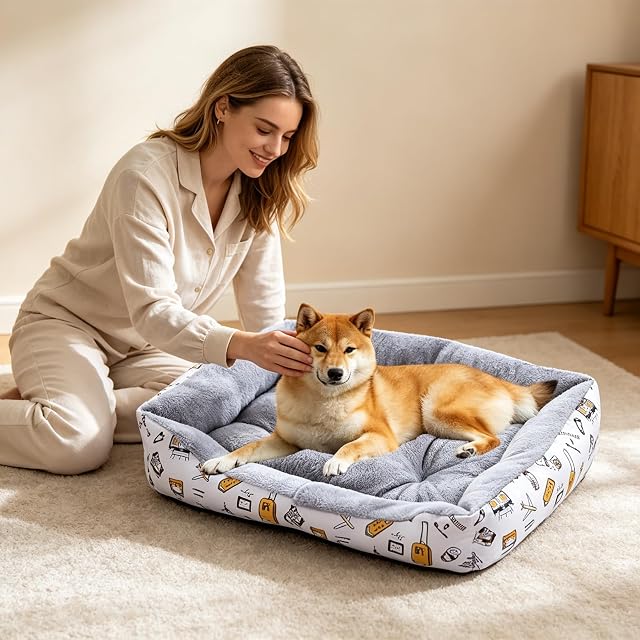 Foto 2 de 7 de PETCUTE Cesta para Perro cómoda, Lavable, cojín para Perros y Gatos, Lavable a máquina