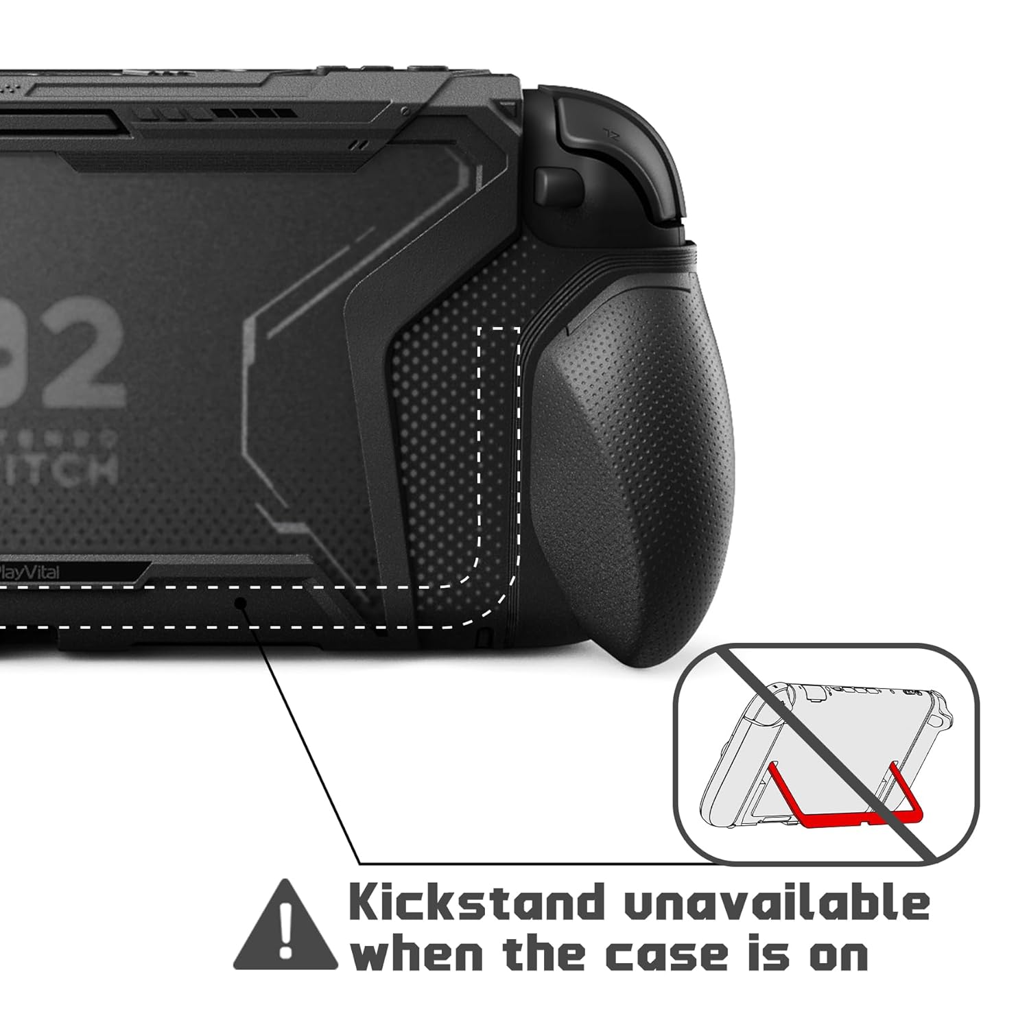 playvital for Switch 2 Beyond-Grip Protective Case, Interchangeable FPS/Omni Ergonomic Grips + Military-Grade Drop Dockable Cover + 2 Joystick Caps for Nintendo Switch 2 (Black) - Image 4