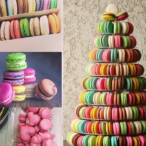 Miniatura 6 de Bhbuy - Soporte de torre para macarrones, redondo de plástico transparente de 10 niveles, multifunción, para cupcakes, galletas, postres, para boda,