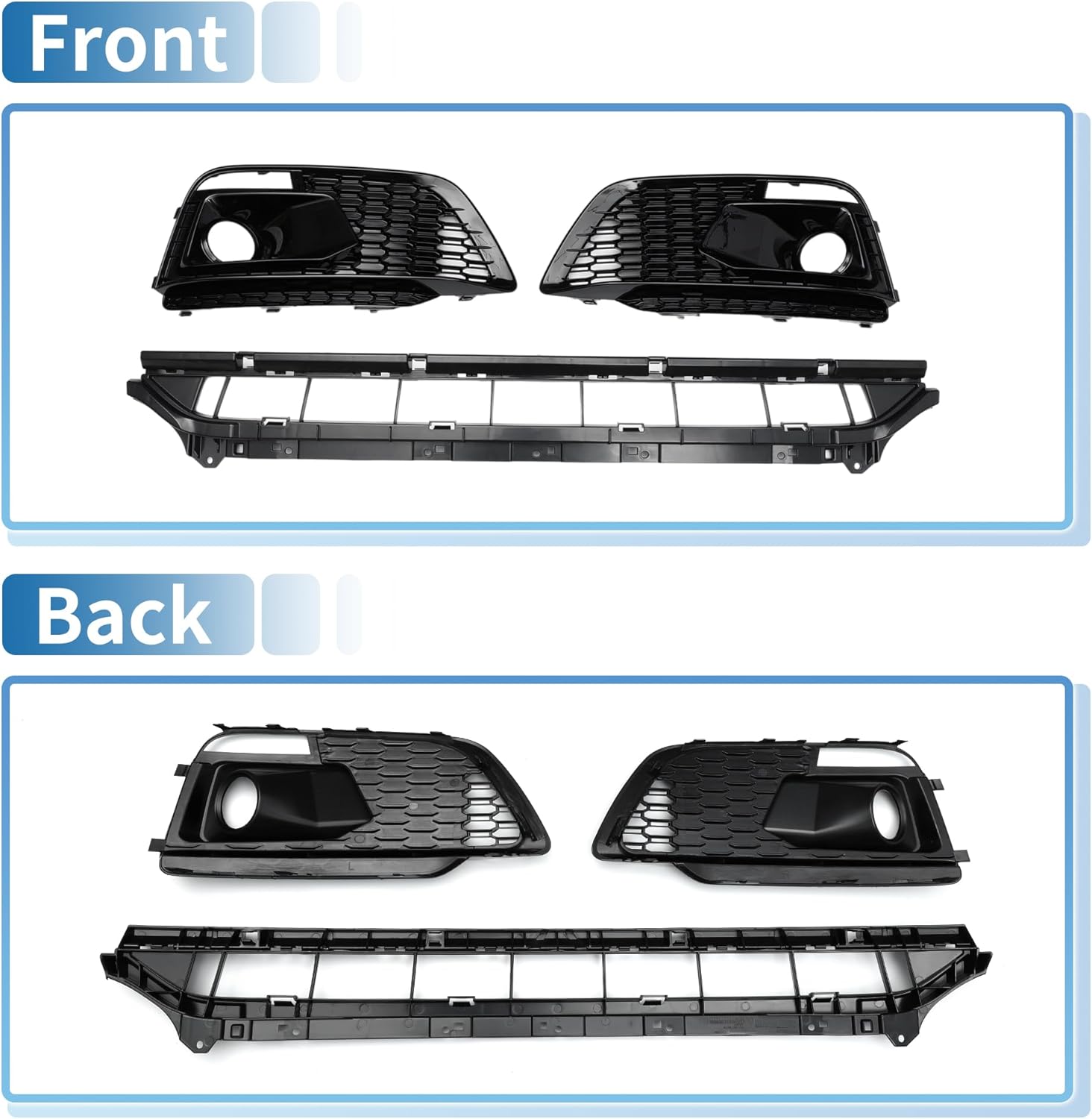 X AUTOHAUX Front Lower Hood Bumper Grille Grill Fog Light Grille Cover for Audi Q5L Front Lower Bumper Kidney Grille Grill Sport Style Facelift Black 1 Set
