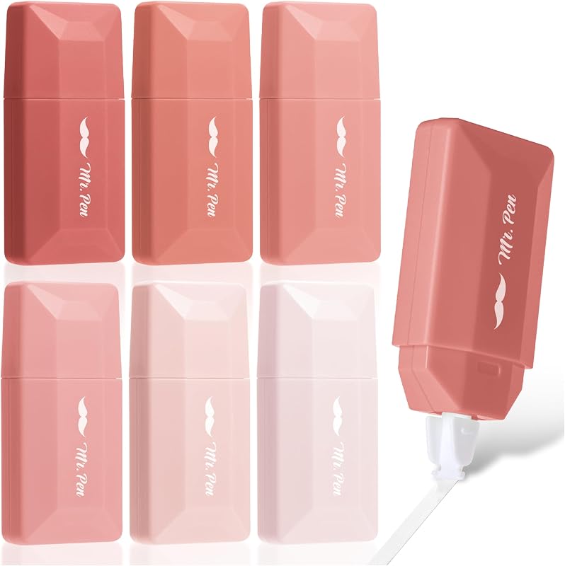 Correction Tape, 0.2" x 236", 6 pcs, Mocha Blush | Cute Correction Tape