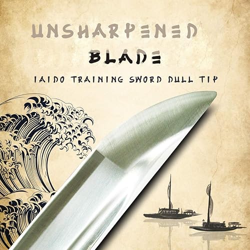 Miniatura 4 de HMS Espada japonesa Samurai Wakizashi de entrenamiento, Musashi Tsuba, acero inoxidable, hecha a mano, espiga completa, Musashi Tsuba, sin afilar