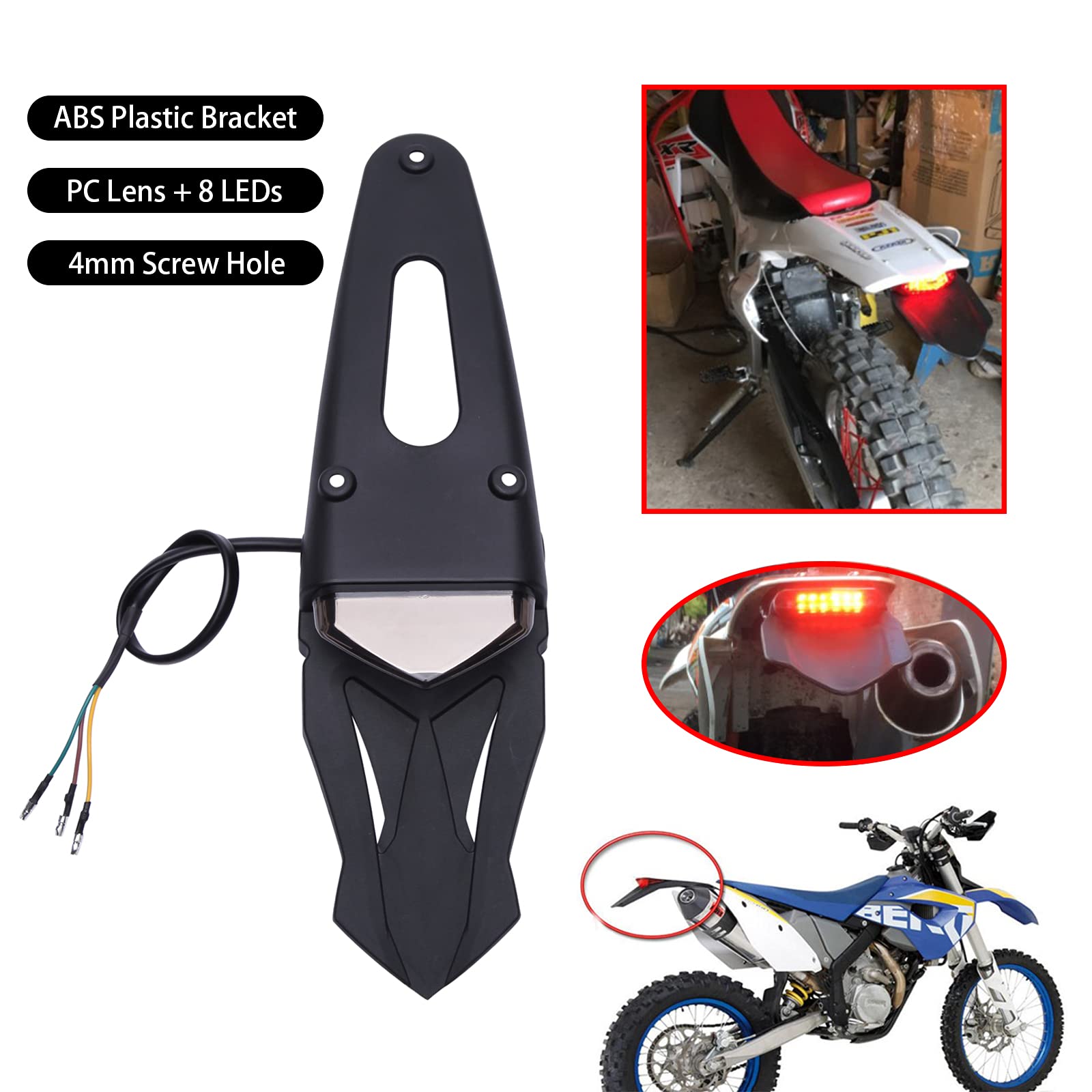 JMTBNO Fanale Posteriore Luci di Arresto del Freno Parafango a LED con Indicatore di Direzione Frecce Moto per Trail Supermoto Off-Road Dirt Bike Enduro Motocross