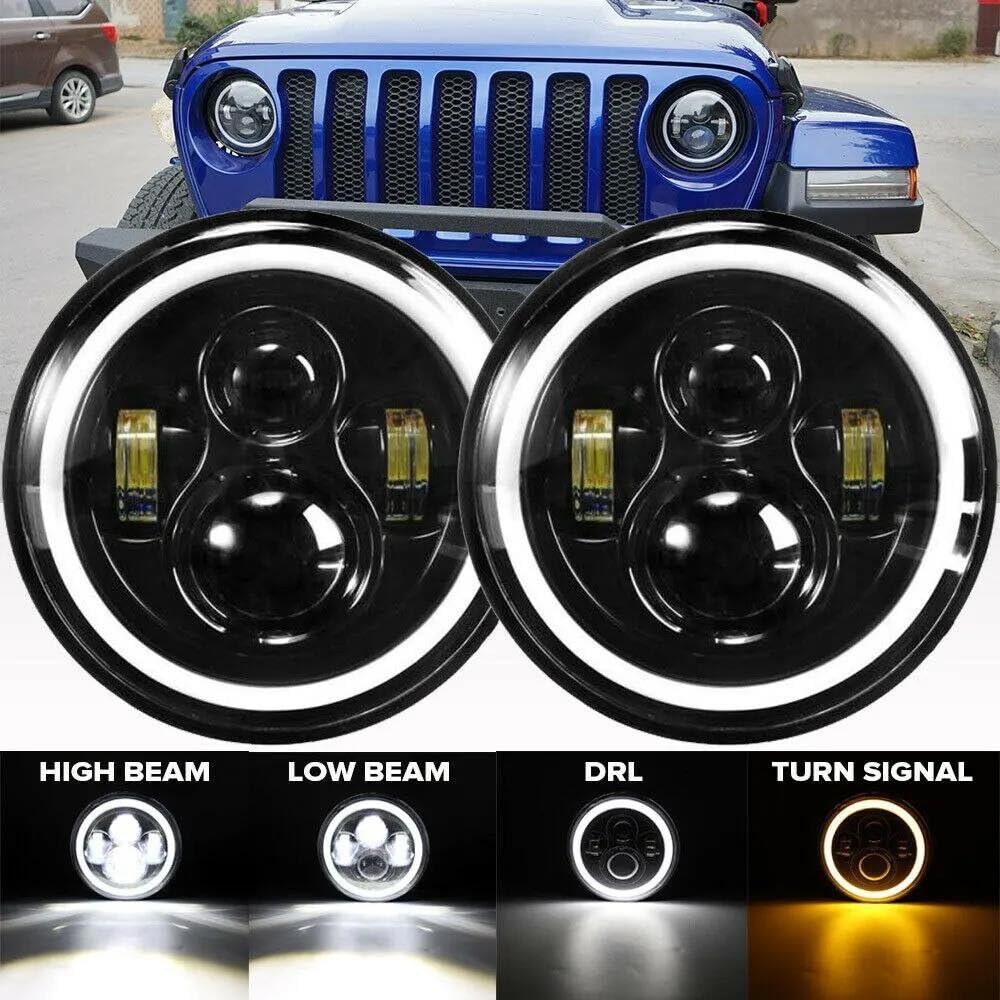 Per Suzuki Per Samurai Faro A LED Da 7 Pollici Per Auto DRL H4 Hi-Lo Con Halo Angel Eyes Faro 12V 24V