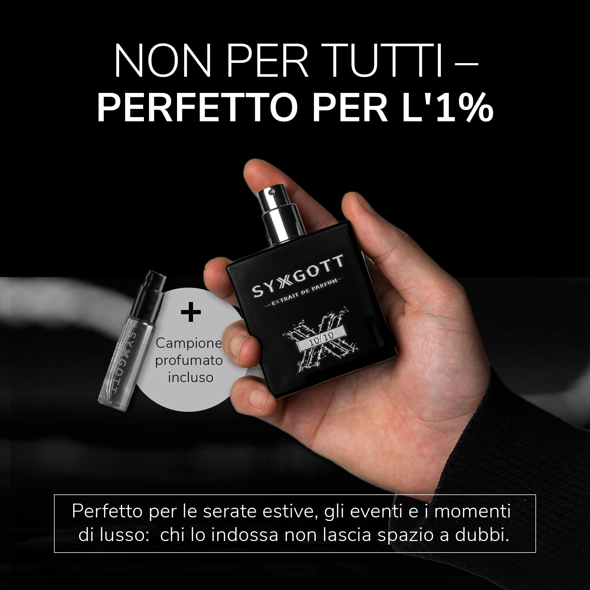 SYXGOTT 10/10 Profumo da uomo con olio di feromoni | Extrait de Parfum per uomini | Campioncino incluso | Oud, ciliegia, intenso | Fragranza estiva durevole ideale per tutti i giorni