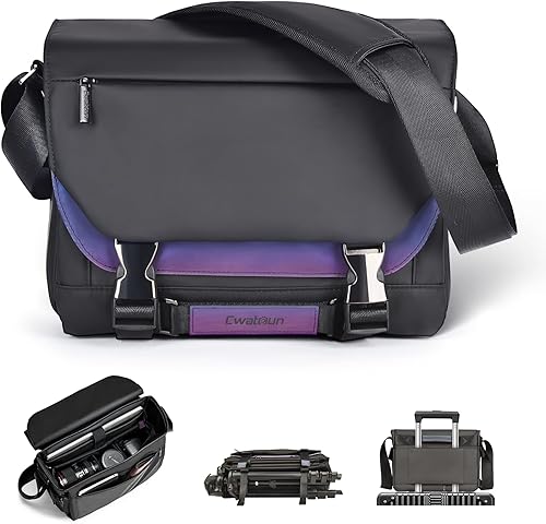 Miniatura 10 de Cwatcun Bolsa impermeable lateral para cámara de acceso rápido, DSLR/SLR/SLR/Bolsa de fotografía sin espejo con soporte de trípode para cámaras