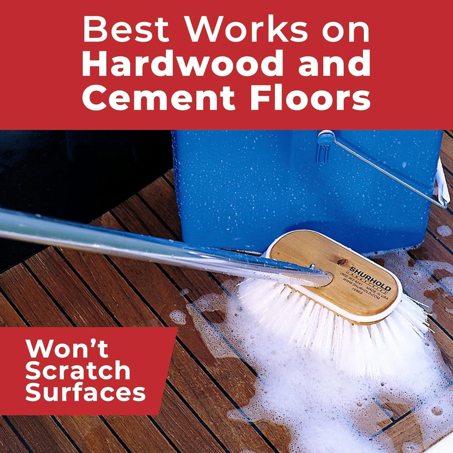 Shurhold 950 6" Deck Brush with Extra Stiff White Polypropylene Bristles