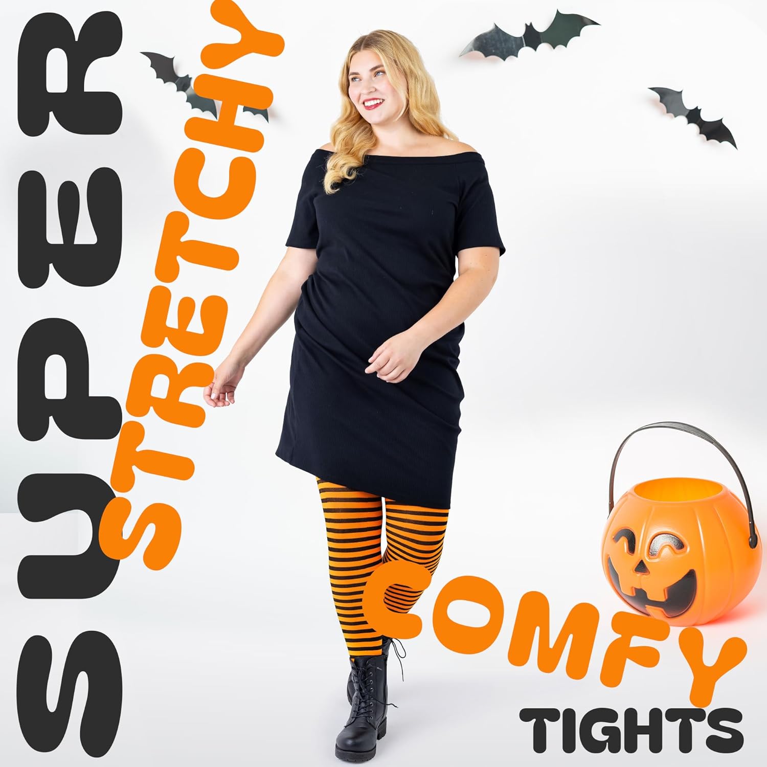 Silky Toes Womens Plus Size Striped Tights Bold Costume Halloween Stockings - Image 3