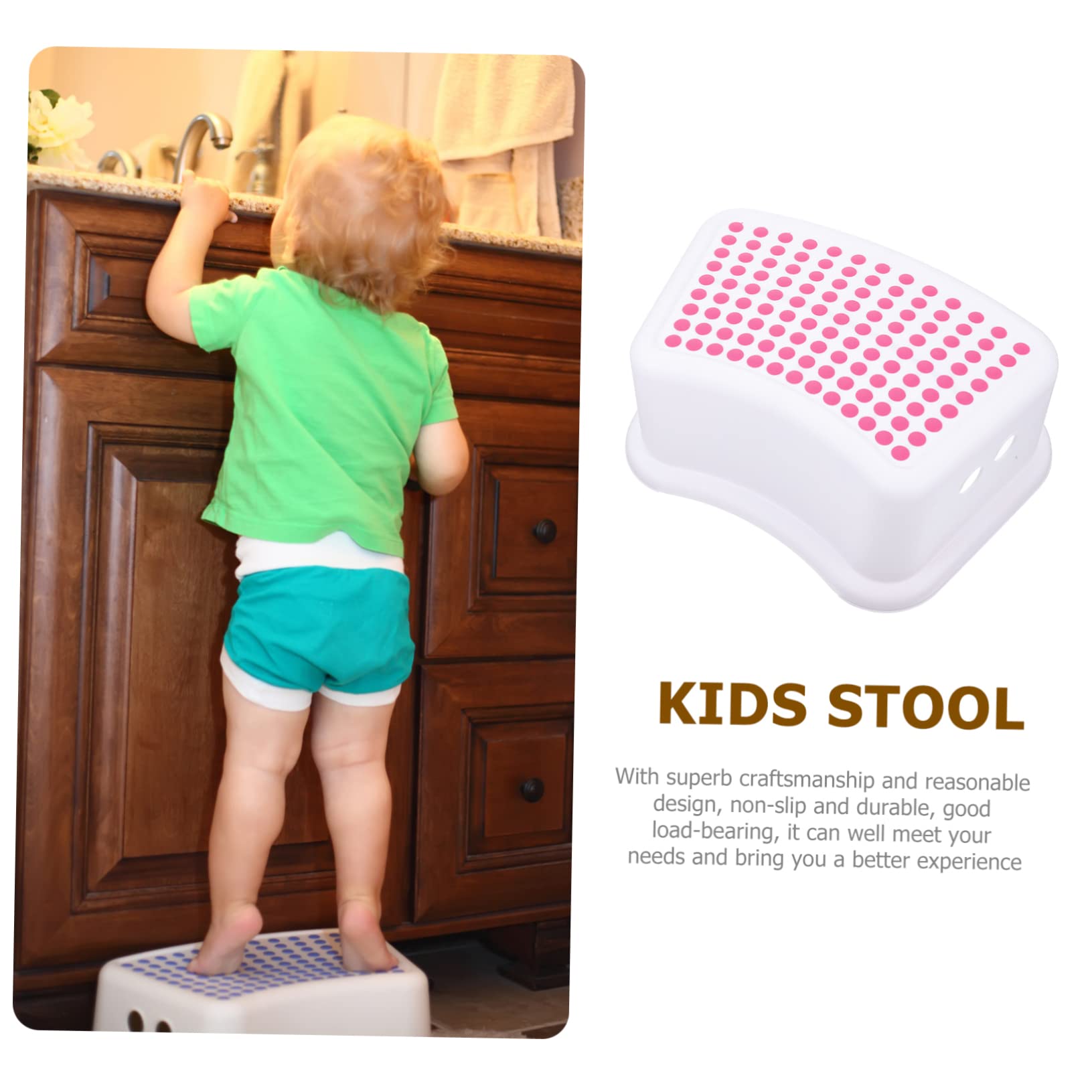 SHOWERORO Antideslizante de Plástico para Aumento de para Lavado de Manos Diseño Apilable y Seguro para Baño y Color Rosa