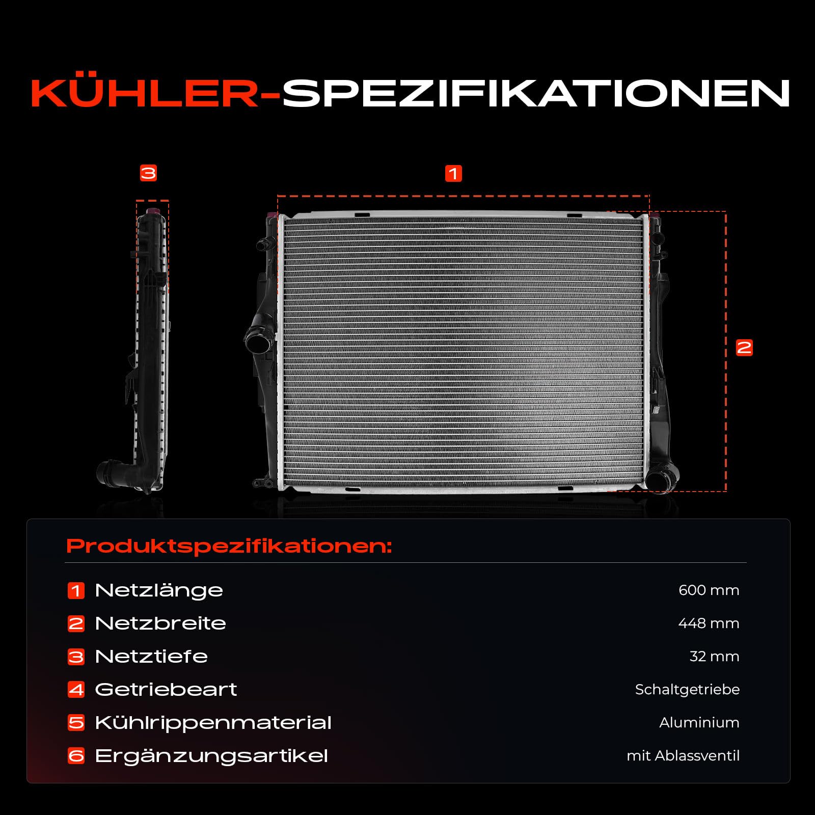 Frankberg Chłodnica chłodnica wodna chłodnica silnika, kompatybilna z 1 E81 E87 E88 E82 3 E90 E91 E92 E93 X1 E84 Z4 Roadster E89 zamiennik # 17117562079