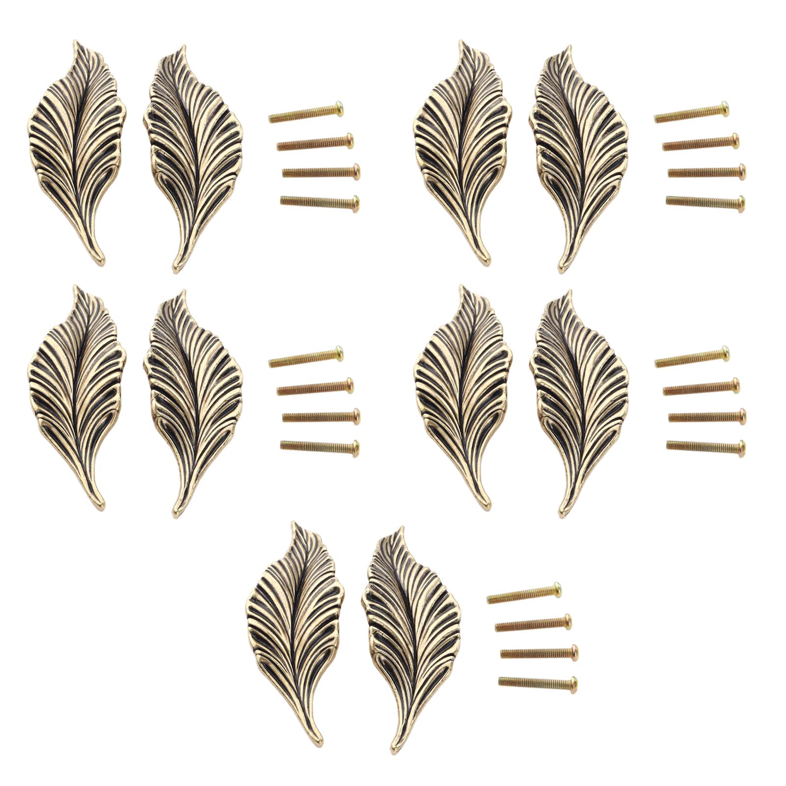 Mgoodoo Bronze Leaf Handles Knob Zinc Alloy For Cabinet,Kitchen,Door,Drawers,Bookcases,4.13In (5Pairs, )