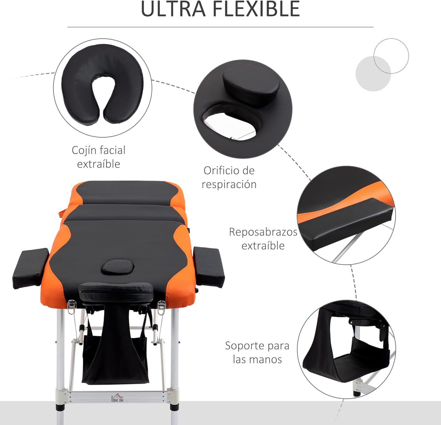 Removable facial cushion, breathing hole, armrests, and hand support