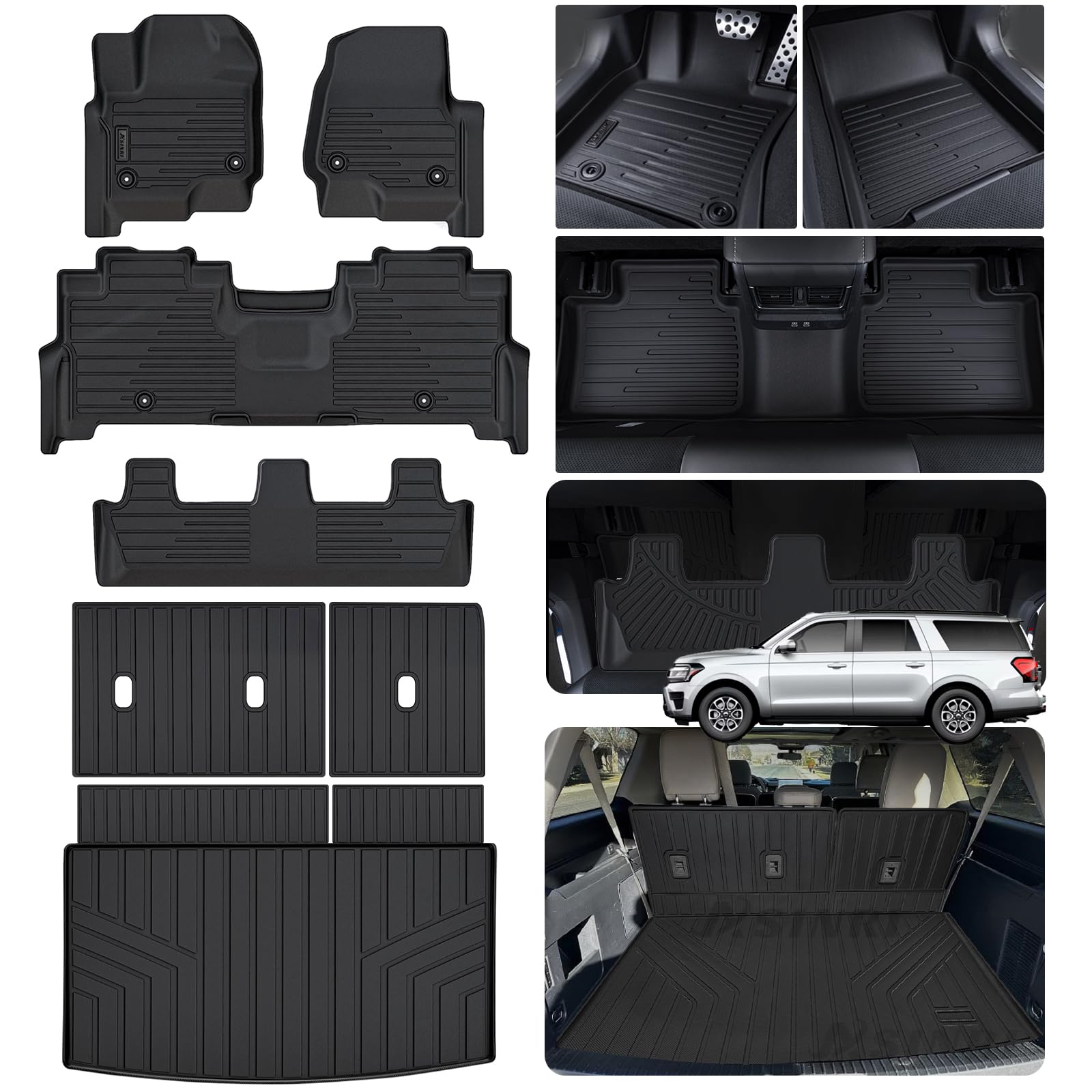 Photo 1 of **** 2 pieces *****Floor Mats | Fits 2017-2026 Ford F-250, F-350, F-450 Supercab/Crew Cab w/Factory Carpeting | Front Row, 2-pc Black F250 F250 F350 F450 F550 F 250 Floor Liner