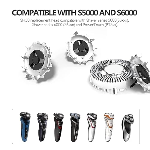 Miniatura 3 de SH50 - Cabezales de repuesto para afeitadora eléctrica Philips Norelco Series 5000, cabezal de repuesto para Phillips Series 5000, AquaTouch,