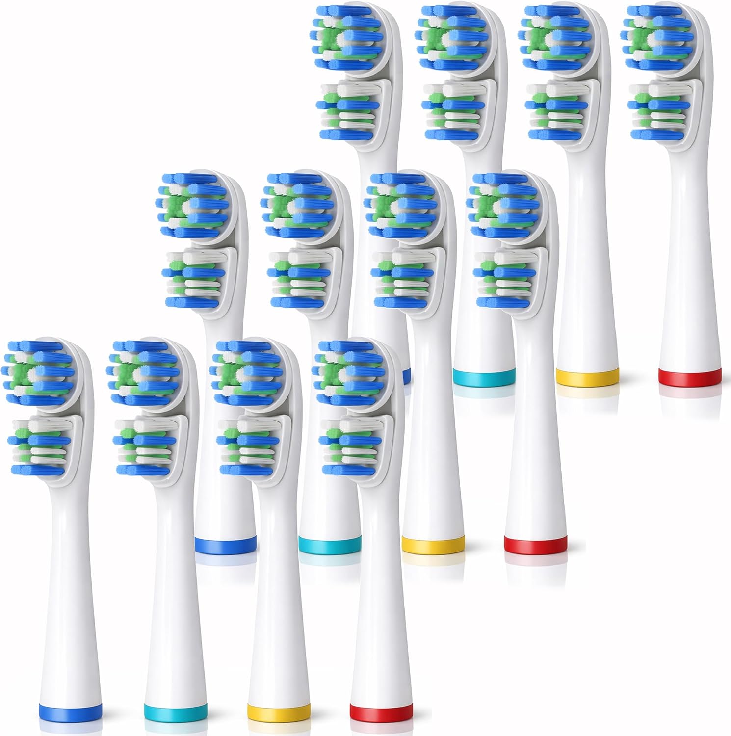 Alayna Replacement Brush Heads Compatible with Oral-B Electric Toothbrush, Double Head Design, Soft Dupont Bristles, Color-Coded Rings, 4 Count