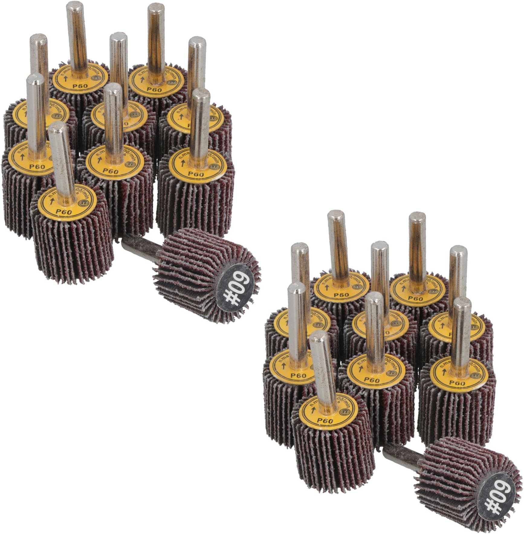 25mm 60 Grit Abrasive Flap Wheel Discs Sanding Rust Removal 6mm Shank 20pc