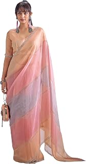 AKHILAM Women's Satin Silk Embellished Saree With Unstitched Blouse Piece (MORPNKH1099G_MK_Parent) Price In India