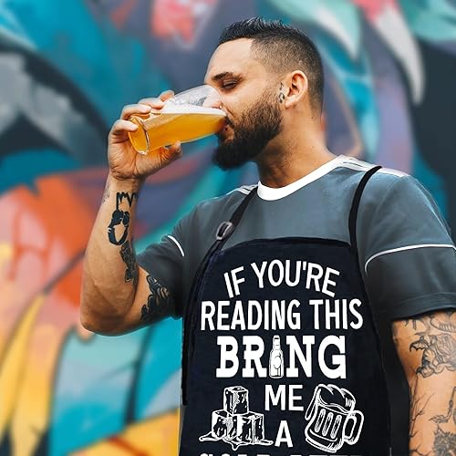 Miniatura 5 de Paquete de 2 delantales para hombres, día del padre, delantal de papá, regalos para papá, de hija, hijo, para el mejor papá, marido, padrastro,