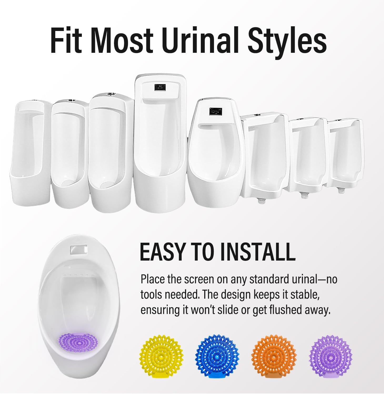 16 Pack Urinal Screen Deodorizer, 3D Wave Anti-Splash Odor Protection, Lavender/Lemon/Orange/Ocean Breeze Fresh Scents Urinal Mats, Urinal Cakes for Men Bathrooms, Toilets