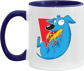 Funny Dog Cartoon Gift for Dog Lovers Dog Eat Hot Dog 11oz 15oz Inner Color Accent Mug