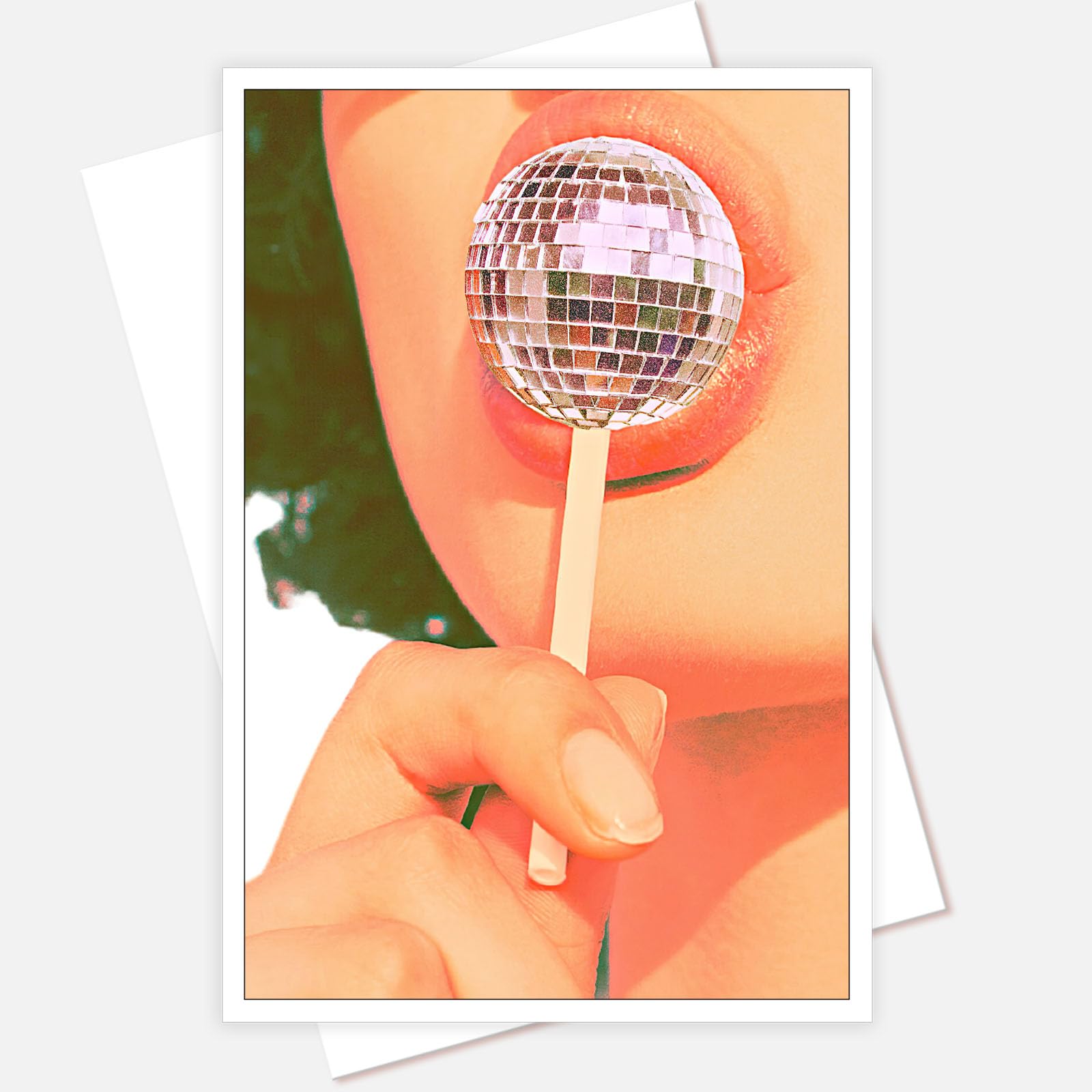 Photo 1 of ***NON-REFUNDABLE (2 PACK) BUNDLE***
Vintage Disco Ball Poster Print Girl Lollipop Sexy Lips  12x16inch-Unframed