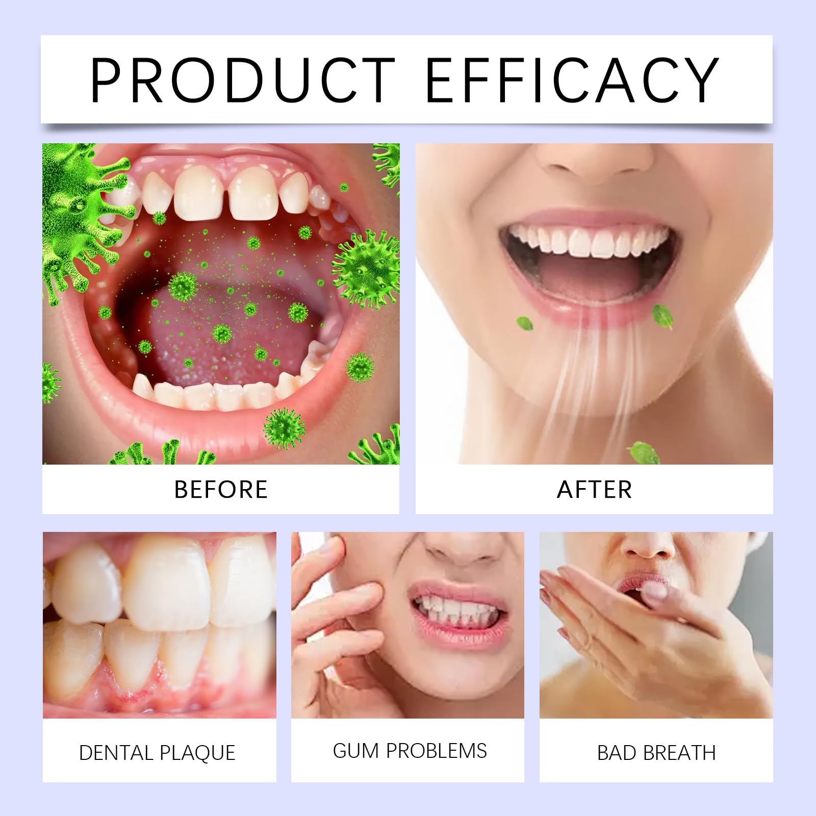 Collutorio, collutorio detergente per alito fresco, con oli essenziali per denti e gengive più puliti, cura orale quotidiana, sapore menta dolce (6PCS)