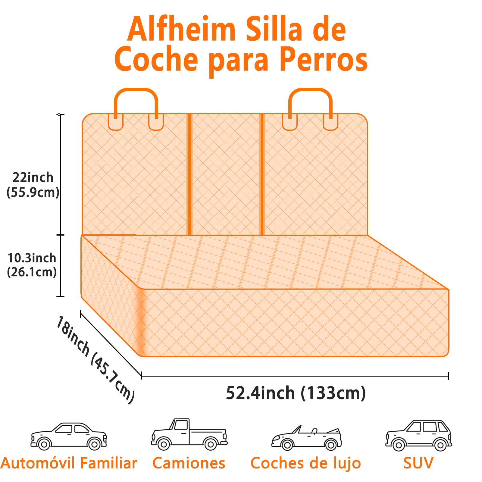 Alfheim Funda Coche Perro Asiento, Impermeable y Antideslizante, Resistente a los arañazos Duradero Lavable Protector de Asiento Trasero, Universal para Coche, Camiones, SUV