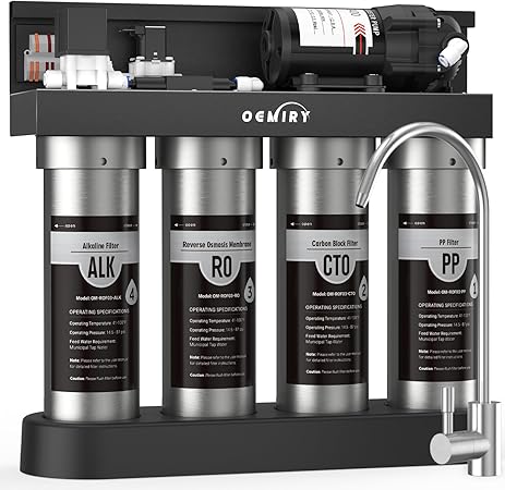 Alkaline UV Reverse Osmosis System Stainless Steel 500 GPD Tankless RO Water.