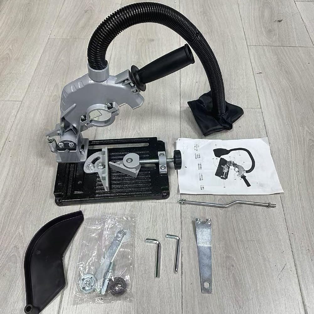 Supporto per smerigliatrice angolare con bloccaggio regolabile a 45 gradi, compatibile con 115 dischi da 125 mm, base in ghisa e telaio in lega di alluminio per applicazioni di taglio sicure