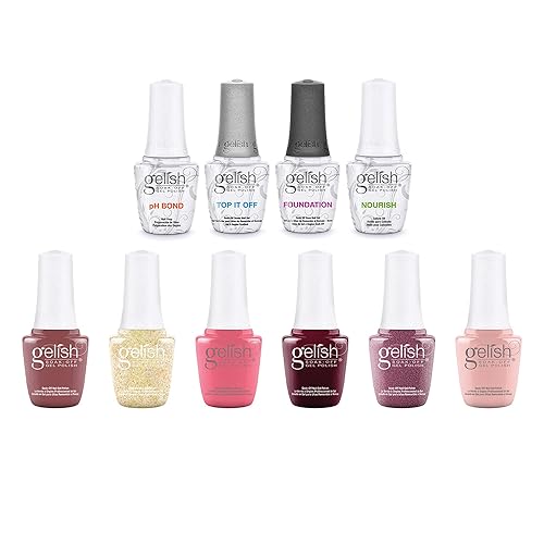 Miniatura 1 de Gelish Kit de esmalte de uñas de gel de 05fl oz con 4 fantásticos geles y mini esmalte de uñas de gel de 03fl oz con 6 colores llamativos
