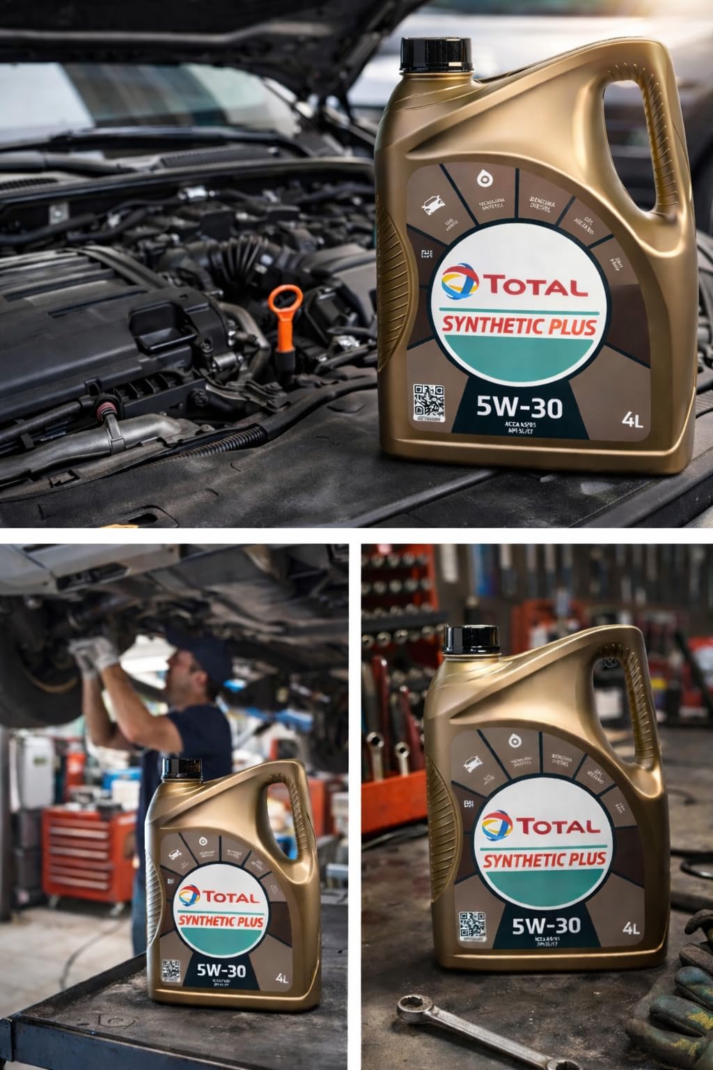 TOTAL Synthetic Plus 5W-30 – Olio Motore Sintetico Premium per Benzina e Diesel – Massima Protezione, Riduzione Usura, Alte Prestazioni – 4L