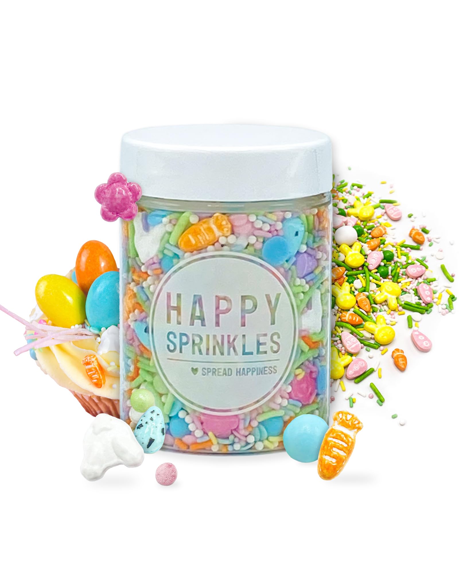 HAPPY SPRINKLES Easter Hopp 90g | Bunter Streusel Mix Mit Schokolade Zum Dekorieren | Liebevolle Tortendeko | Für Kekse, Eis & Kuchen Geeignet (90g Bunny Butts)