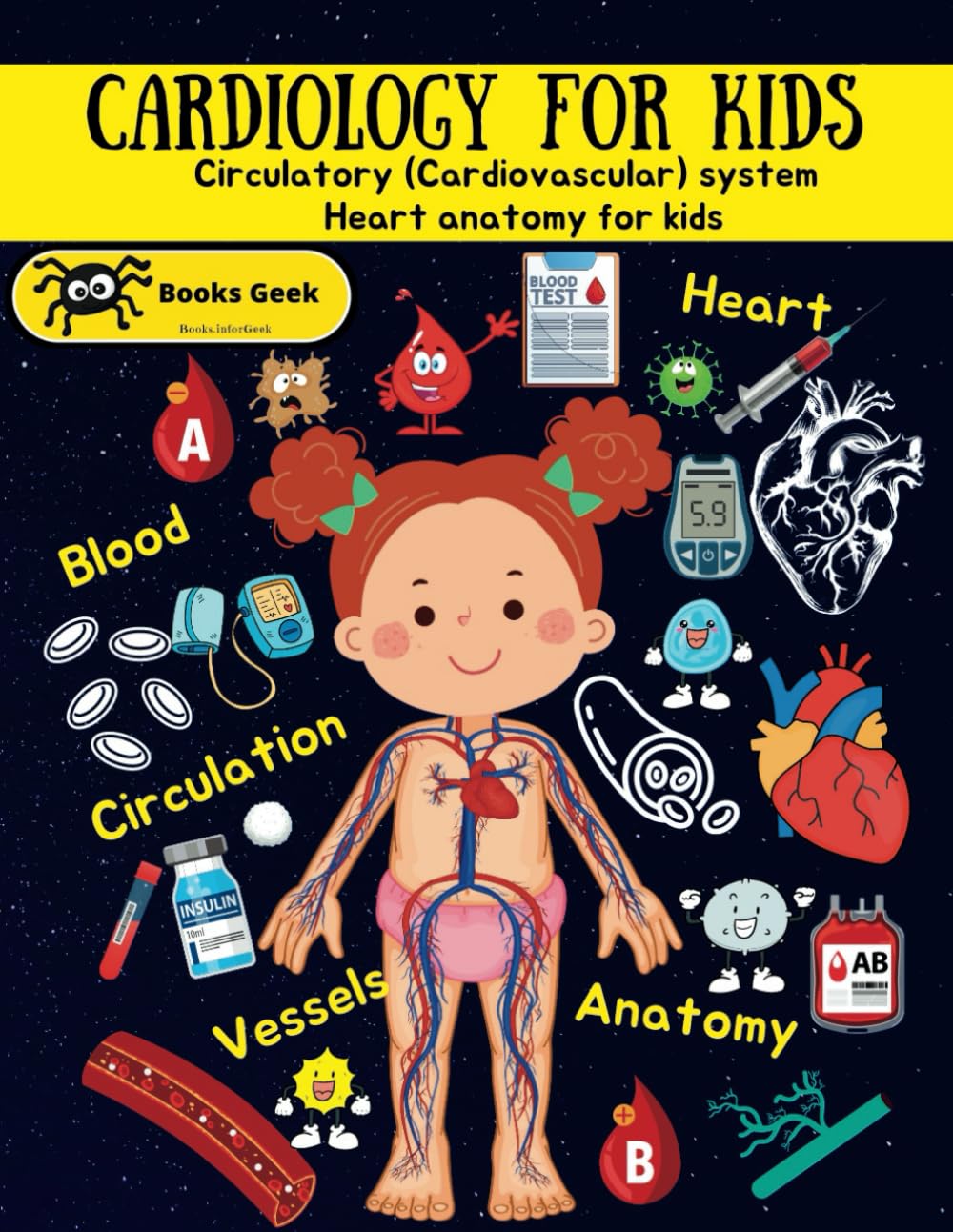 cardiology for kids book, cardiovascular system for kids: Circulatory system book for kids, heart anatomy blood and blood vessels with activity (human anatomy book for kids)