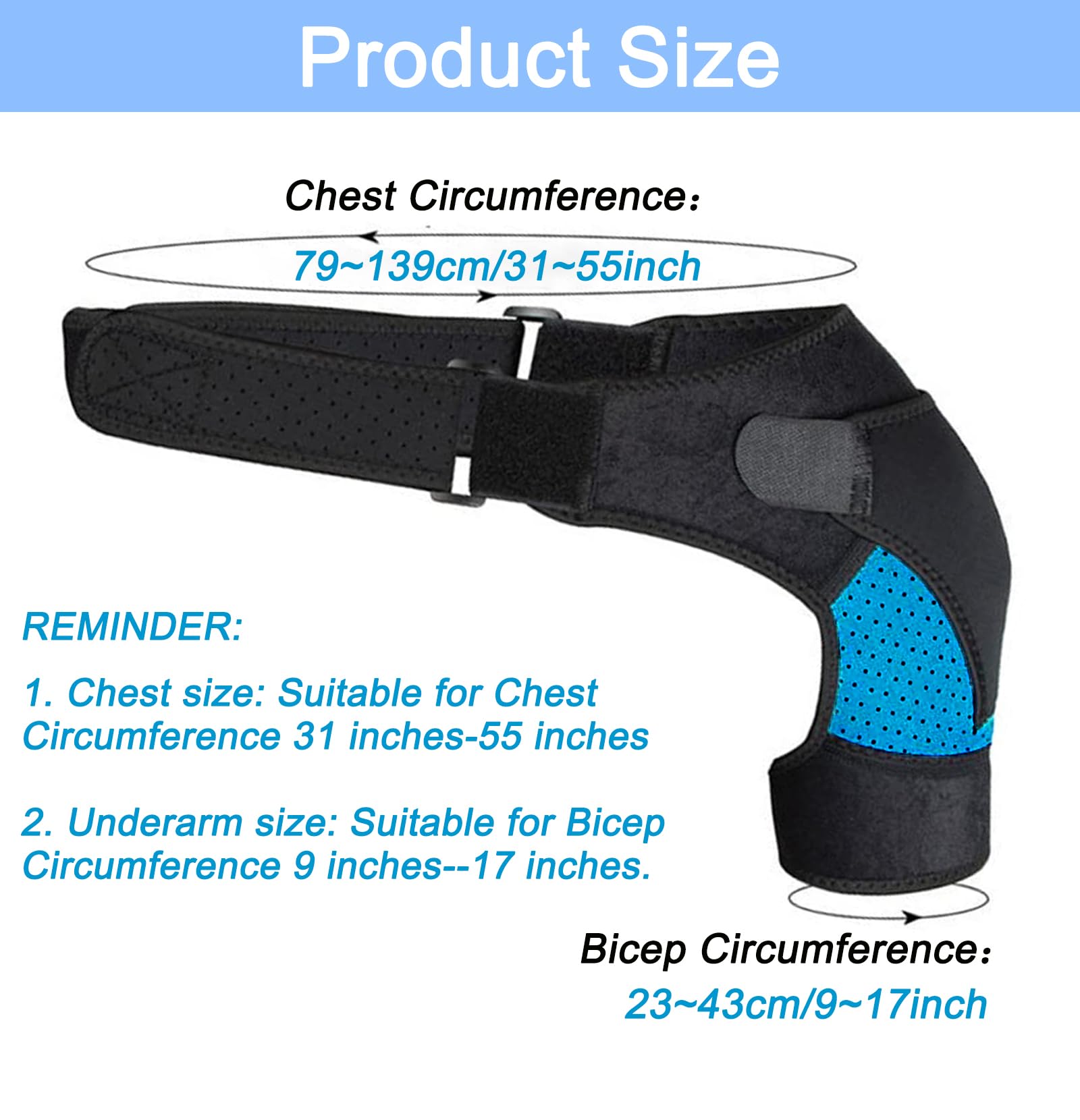 Tutore Spalla Destra E Sinistra Neoprene Braccio Supporto Della Spalla Benda Regolabile Supporto Per Braccio Fascia Spalla Tendinite Dislocazione Della Spalla Lesioni Sportive (Blu)