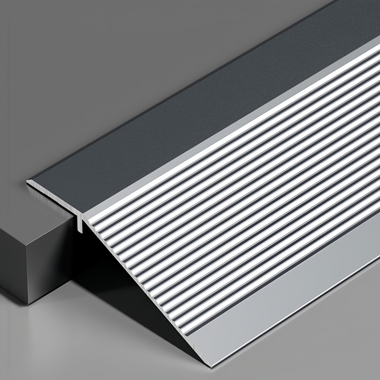 Aluminium Threshold Ramp, 100mm Wide Floor Transition Strip For Doorways, Cuttable Door Threshold Bar For Uneven Tile Laminate Carpet Vinyl Floors(Grey,5.4m)