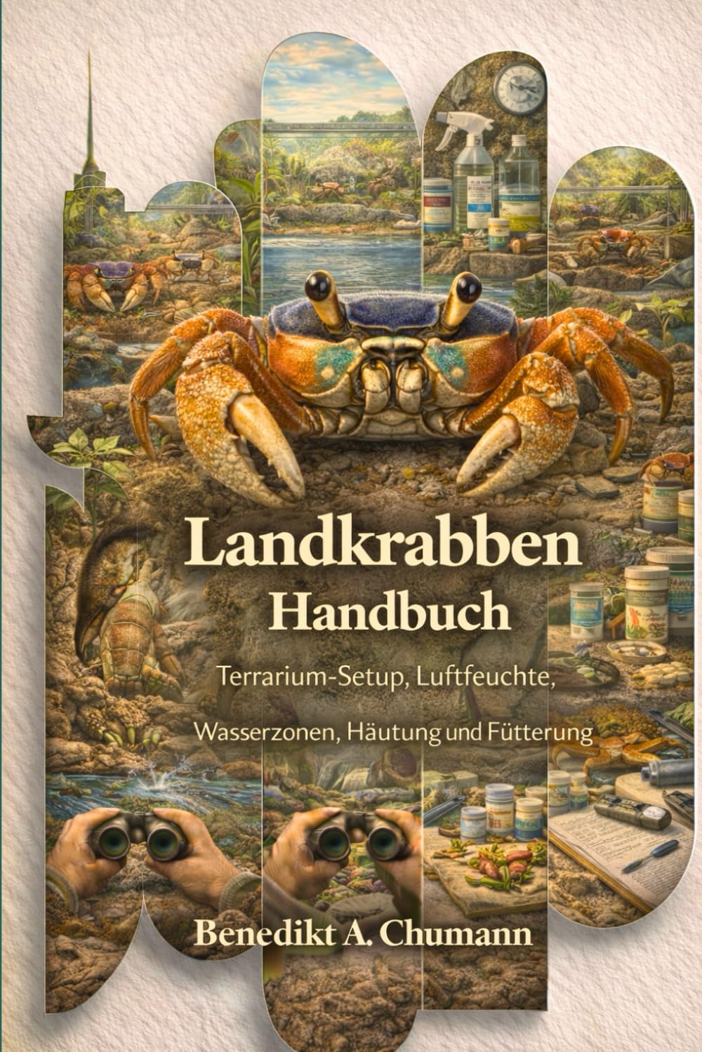 Landkrabben Handbuch: Terrarium-Setup, Luftfeuchte, Wasserzonen, Häutung und Fütterung