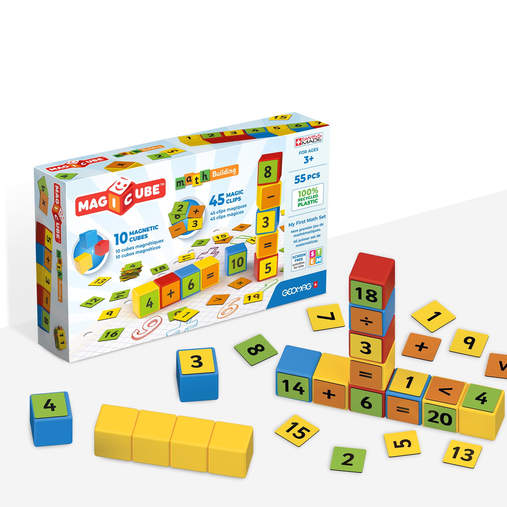 GEOMAG Magicube  Magnetic Shapes Maths Builder - 55 Piece
