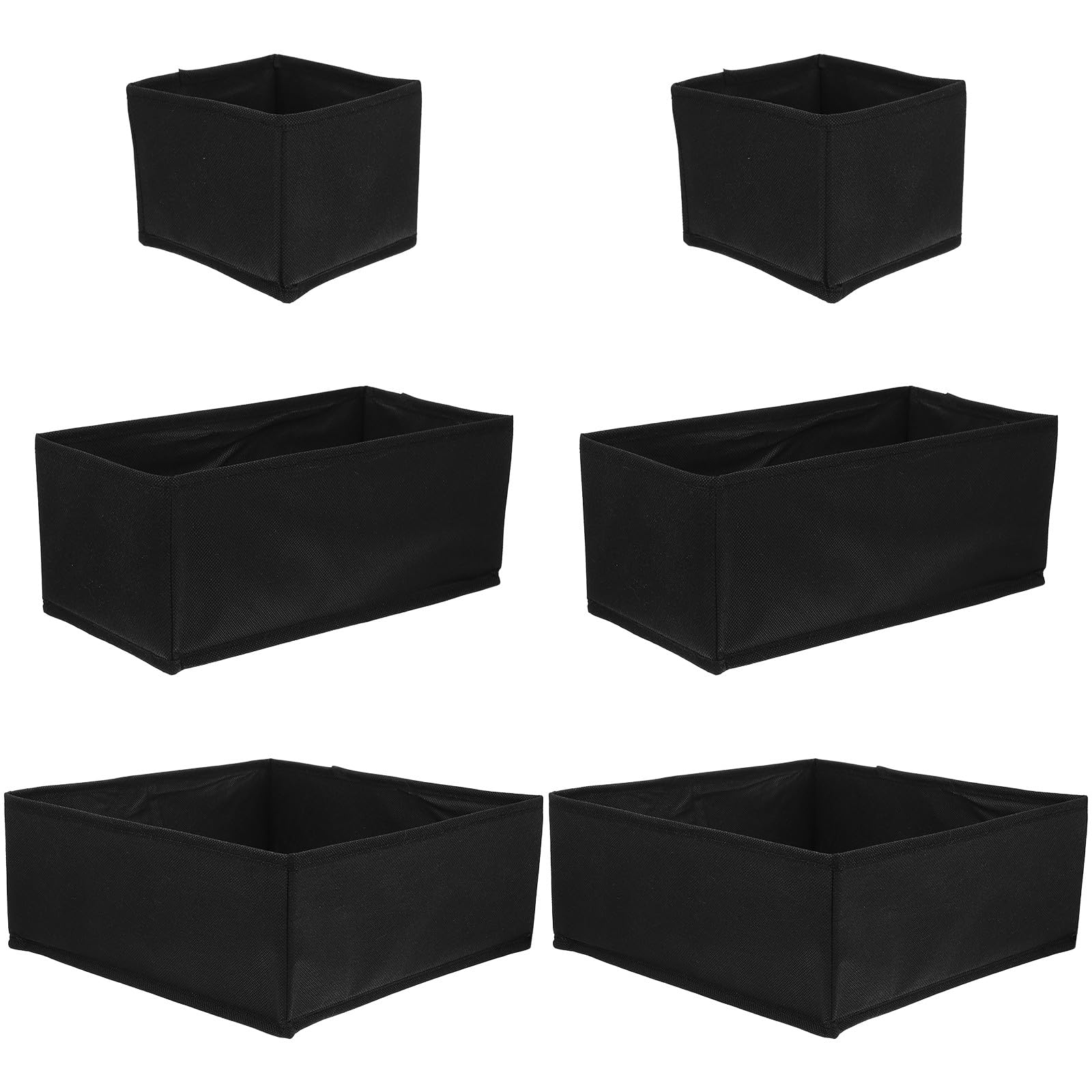 GLEAVI Organizadores Plegables de Tela para Ropa Interior y Calcetines, 6 Unidades Negras, Resistentes y Transpirables, para Guardar en Armarios y Cajones